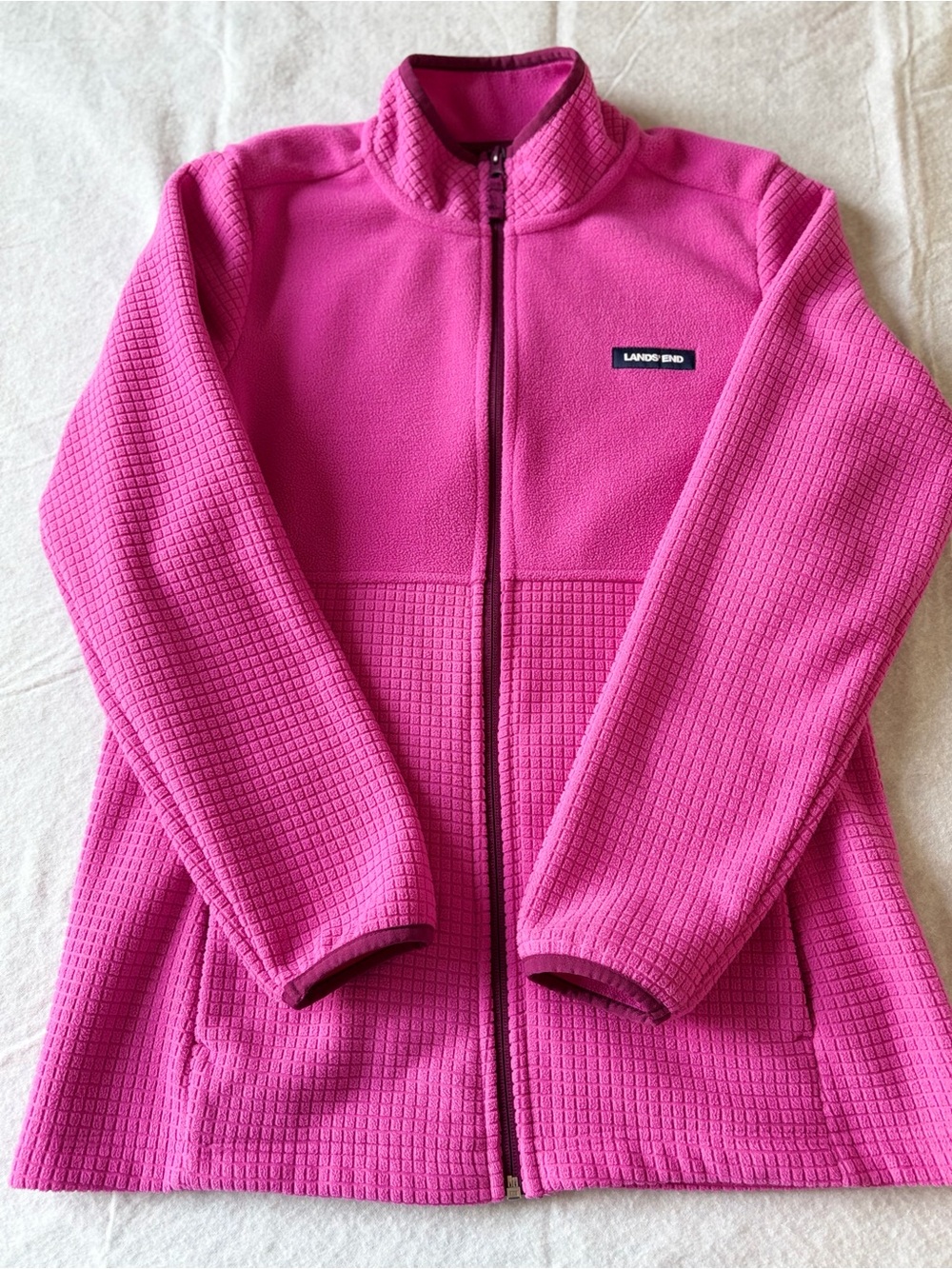 Lands' End Girls' Hot Pink Full-Zip Fleece Jacket